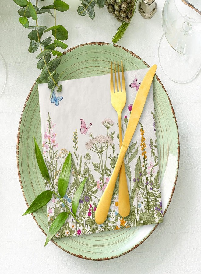 JarThenaAMCS مناديل ورقية من JarThenaAMCS، 50 قطعة، بنقشة زهور برية ربيعية، خضراء، بنقشة فراشات، للاستخدام مرة واحدة، مناسبة للغداء، بتصميم كلاسيكي مزخرف، مثالية للحمام، وحفلات الزفاف، وأعياد الميلاد، وحفلات استقبال المولود. - Image 5